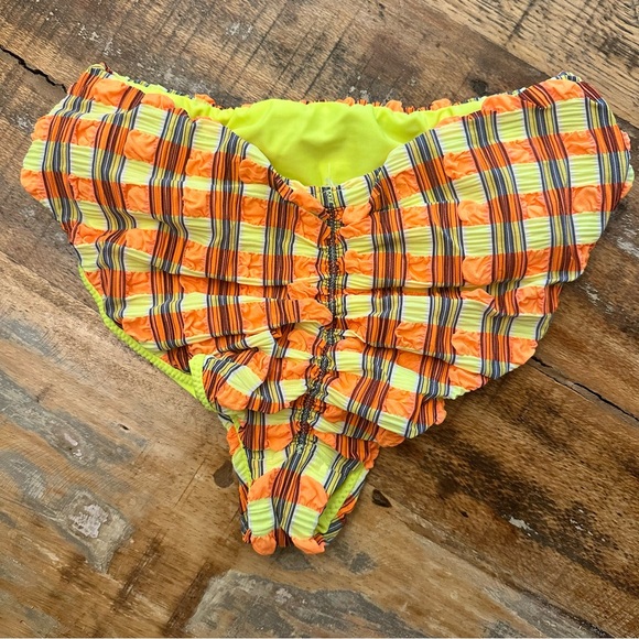Montce NWOT Paula Bikini Bottom Neon Plaid - Picture 6 of 10